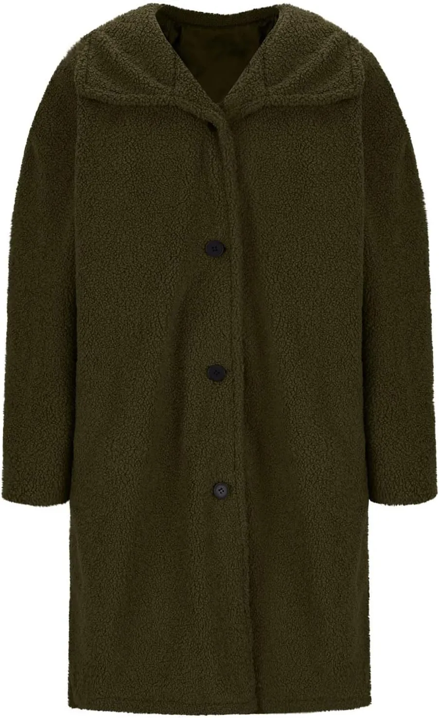 hlysgo Women's Fashion Winter Fuzzy Coats Long Sleeve Notched Lapel Double Breasted Trench Coat Warm Fleece Long Jacket
