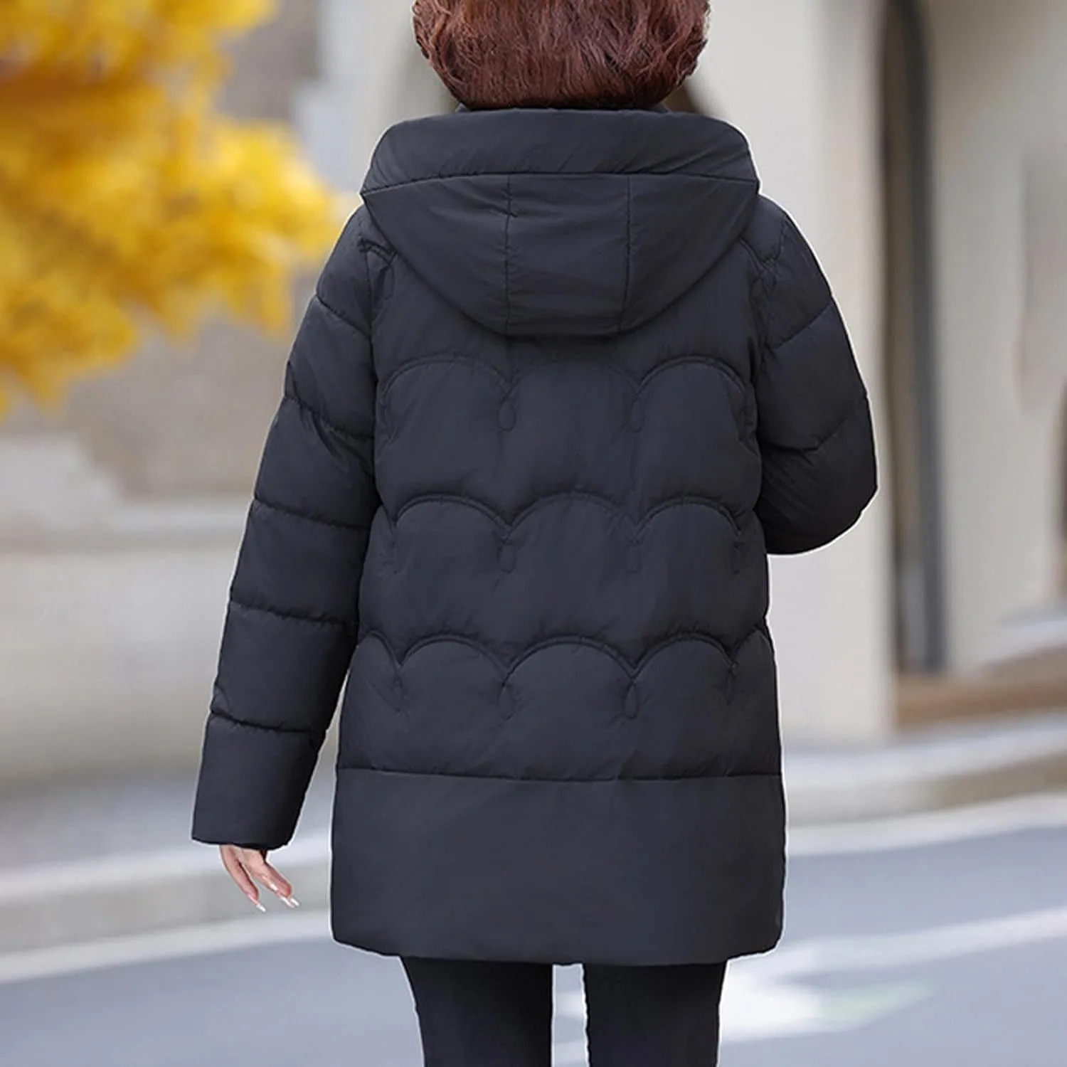 Hooded Quilted Coats for Women Warm Detachable Puffer Jackets Warm Solid Color Windproof Down Coats Parkas