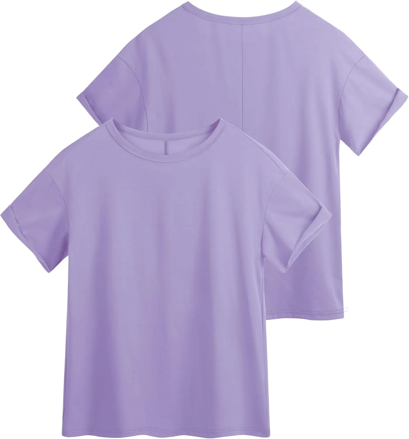 Huukeay 3 Pack Women's Short Sleeve T-Shirts Loose Fit Casual Crew Neck Cuffed Basic Tops Plain Trendy Summer Tee Shirts
