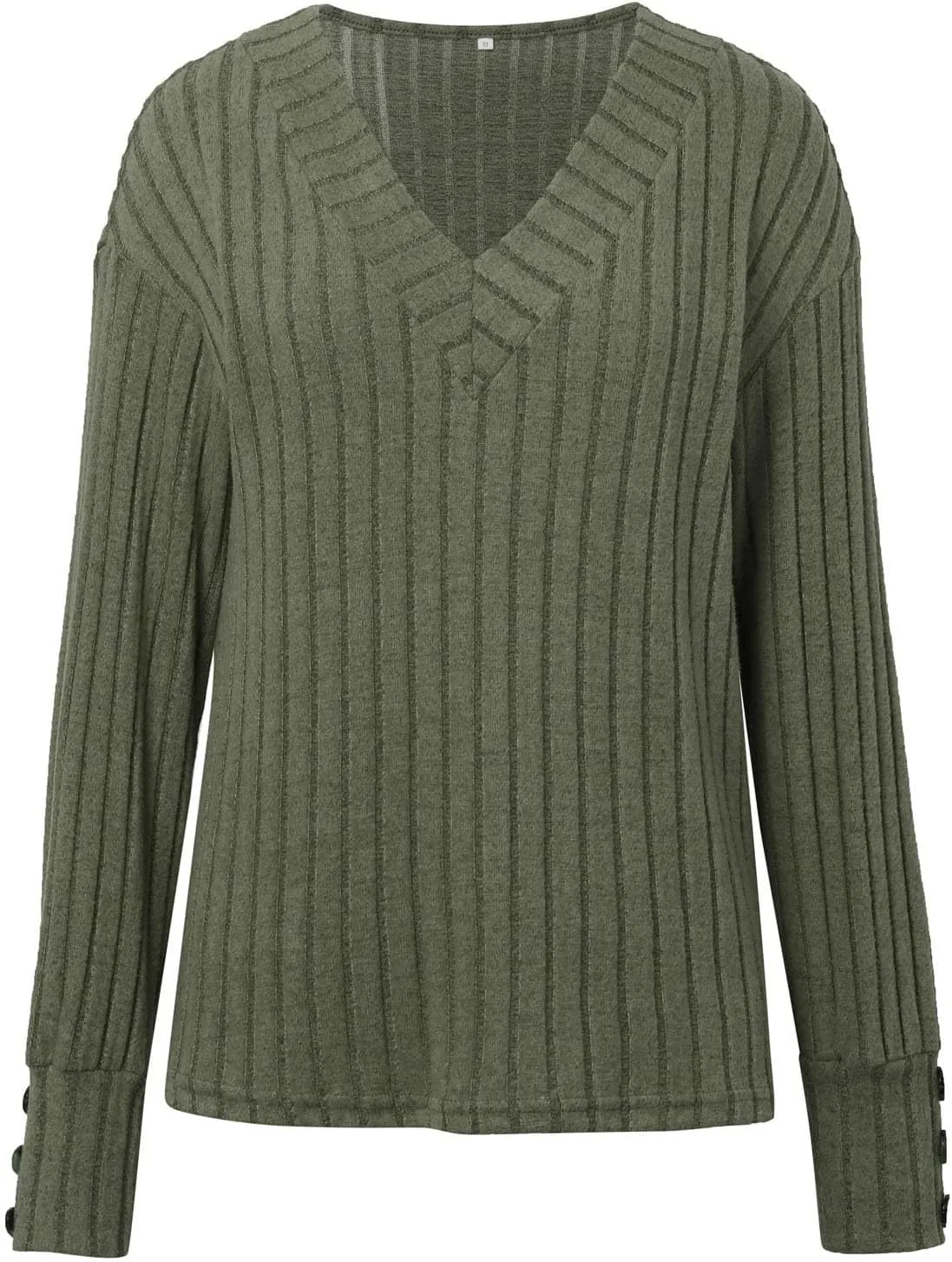 iLH Sweaters for Women 2024 Long Sleeve Ribbed Knit Sweater Casual V Neck Shirts Lightweight Loose Trendy Tunic Tops