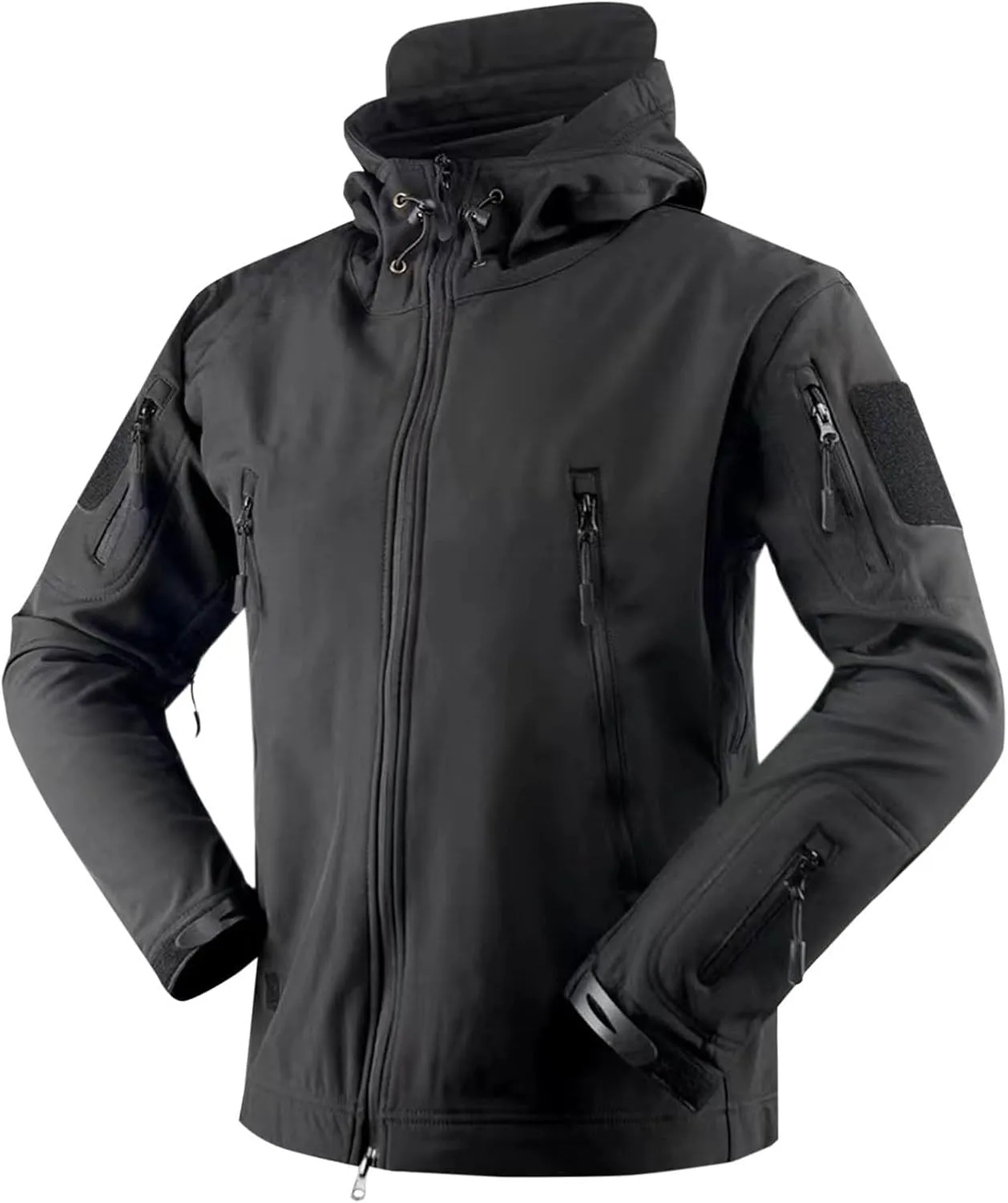 jsaierl Men's Waterproof Tactical Jacket Soft Shell Fleece Lined Military Work Jacket Full Zip Softshell Hooded Coat Outdoor
