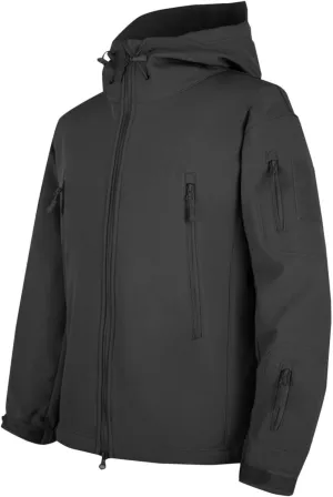 jsaierl Men's Waterproof Tactical Jacket Soft Shell Fleece Lined Military Work Jacket Full Zip Softshell Hooded Coat Outdoor