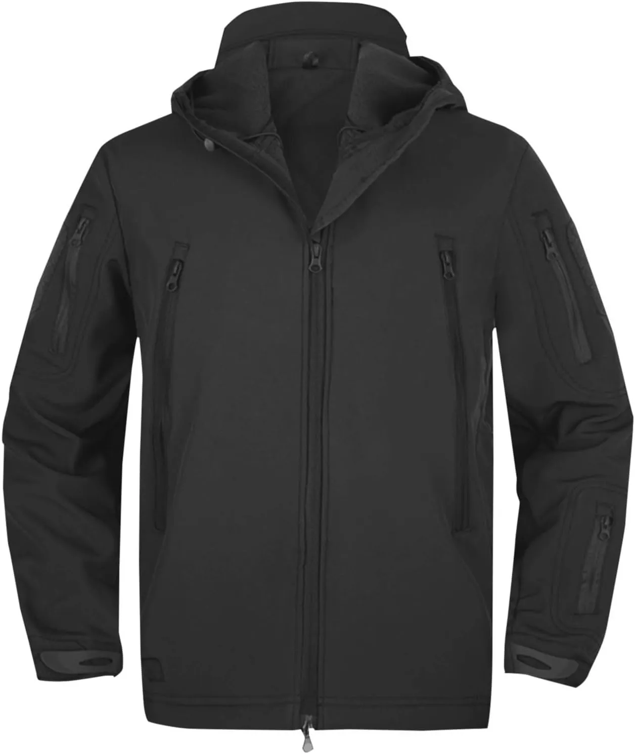 jsaierl Men's Waterproof Tactical Jacket Soft Shell Fleece Lined Military Work Jacket Full Zip Softshell Hooded Coat Outdoor