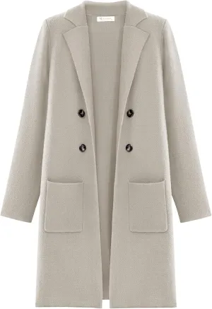 KIRUNDO Cardigan Sweaters for Women 2025 Fall Fashion Open Front Warm Thick Long Winter Coats Jackets Decorative Buttons
