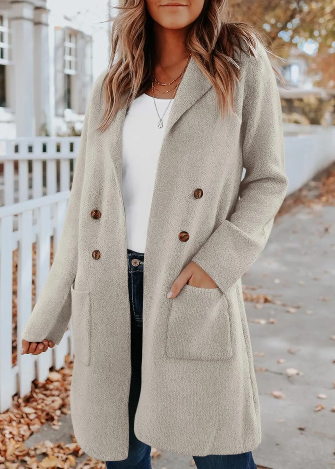 KIRUNDO Cardigan Sweaters for Women 2025 Fall Fashion Open Front Warm Thick Long Winter Coats Jackets Decorative Buttons
