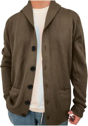Knit Cardigan Sweaters for Men Open Front Cardigan Button Down Sweater Turn Down Collar Sweater Casual Cardigan