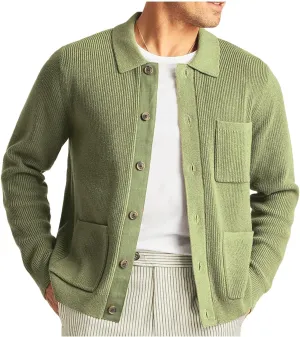 Knit Cardigan Sweaters for Men Open Front Cardigan Button Down Sweater Turn Down Collar Sweater Casual Cardigan