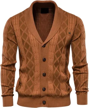 Large Solid Cardigan Sweater for Men's Warm Knit Button Down Cardigan Top V Neck Open Front Casual Sweater Coats
