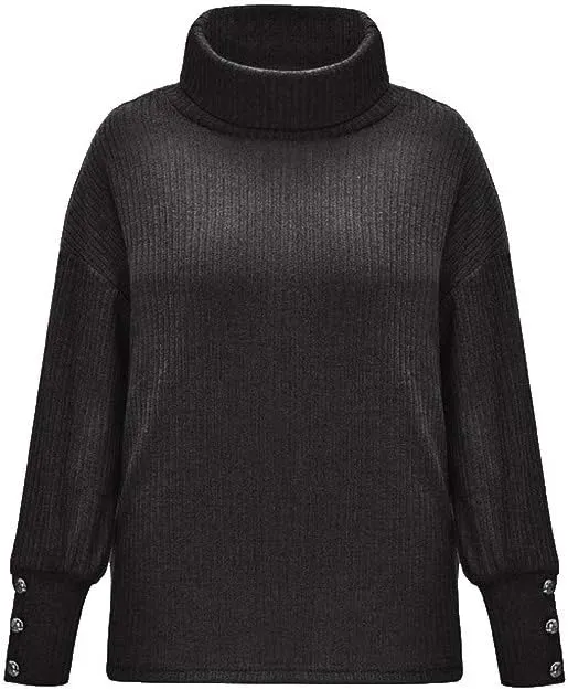 LCMTWX Oversized Sweater for Women Button Long Pullover Women Tops Turtleneck Sweater Round Neck Striped Pullover 2023 Fall