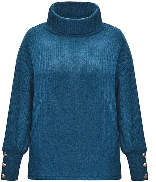 LCMTWX Women's 2023 Winter Pullover Sweater Sleeve Button Knitted Turtleneck Sweater Loose Long Sleeve Tops Shirts Womens