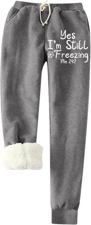 Leggings for Women Fleece Lined Leggings Women Thick Sherpa Polar Lined Jogger Pants Printed Sweatpant Winter Thermal Athletic Lounge High Waist Tummy Control Leggings