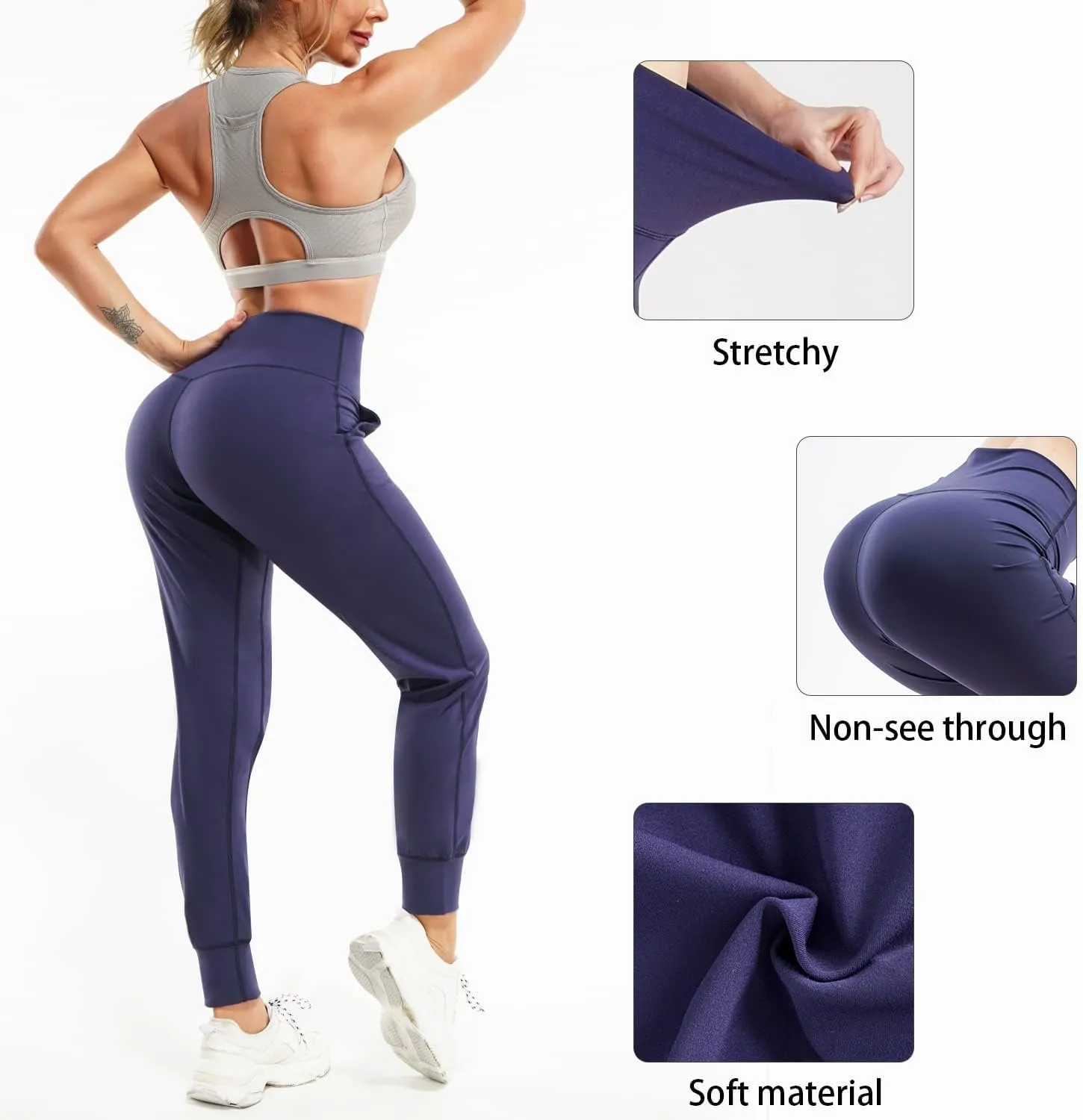 LEINIDINA Women’s Jogger Pants High Waisted Sweatpants with Pockets Tapered Casual Lounge Pants Loose Track Cuff Leggings