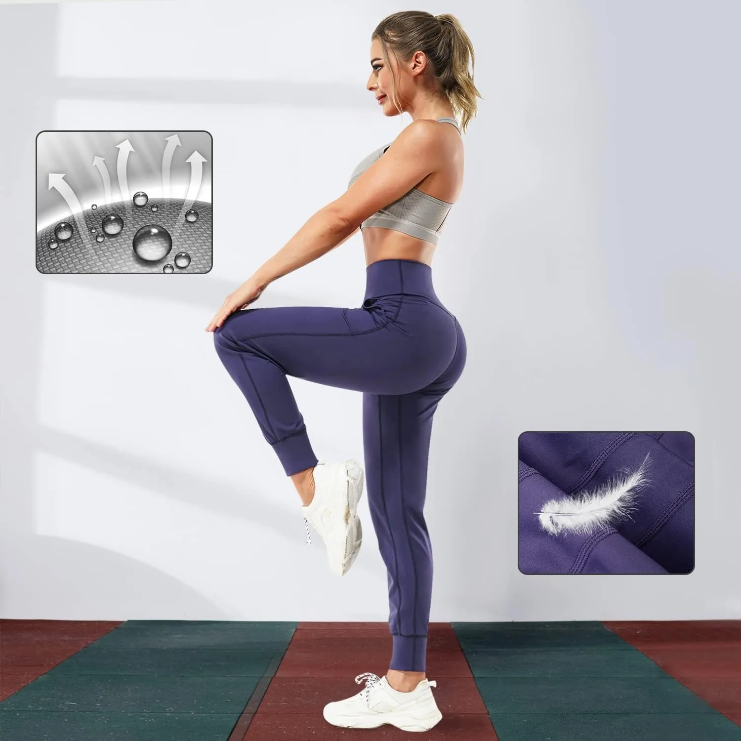 LEINIDINA Women’s Jogger Pants High Waisted Sweatpants with Pockets Tapered Casual Lounge Pants Loose Track Cuff Leggings
