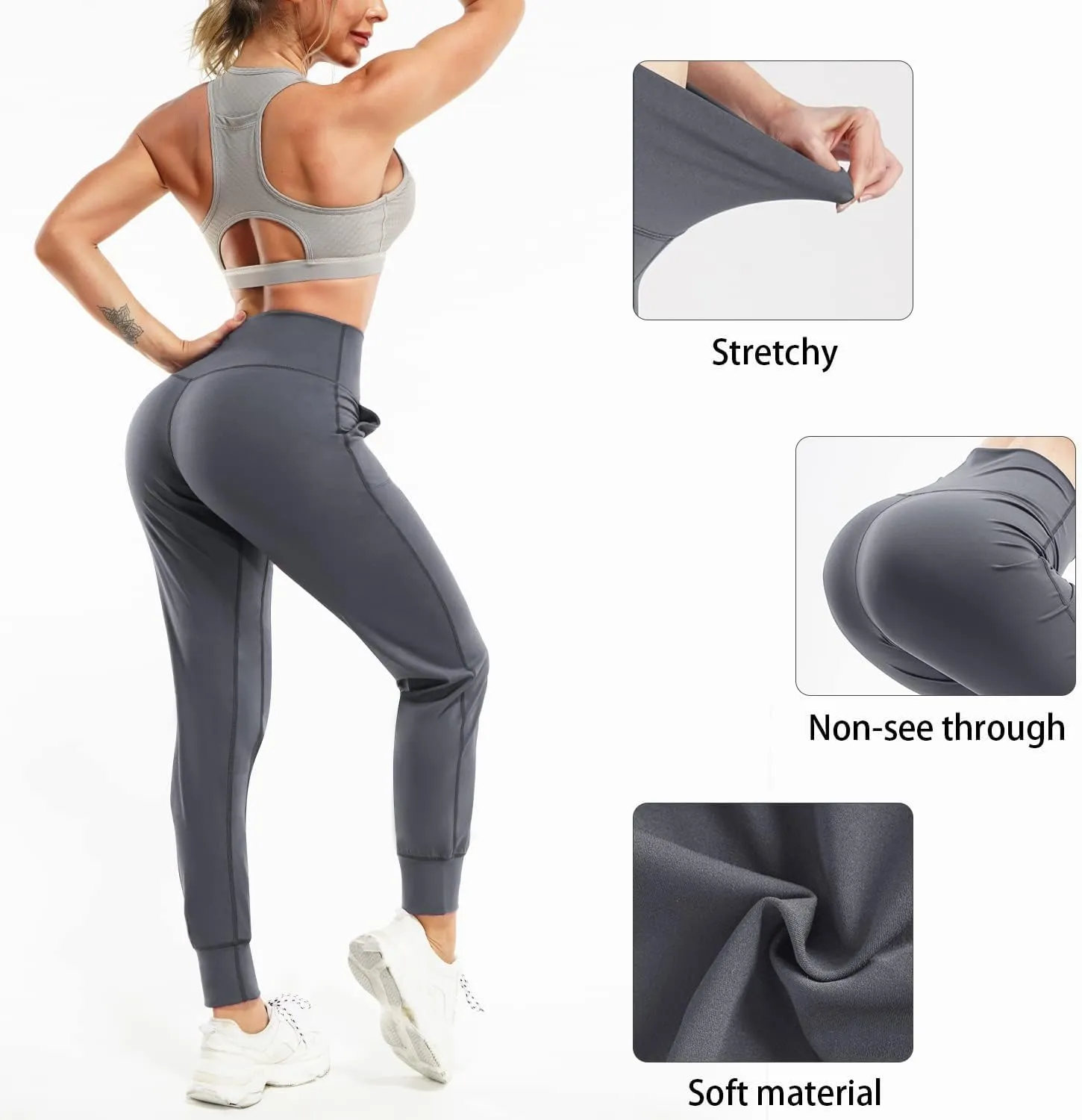 LEINIDINA Women’s Jogger Pants High Waisted Sweatpants with Pockets Tapered Casual Lounge Pants Loose Track Cuff Leggings
