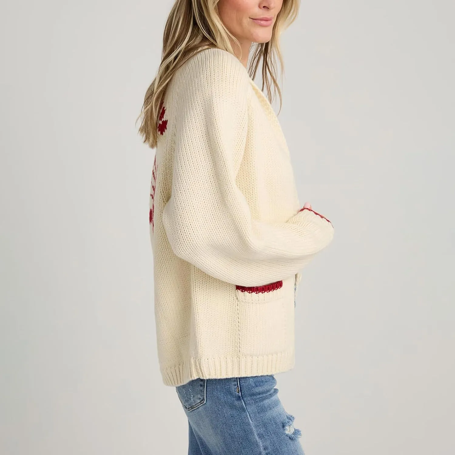 Lobster Cardigan Sweater for Women Chunky Button Down Sweater Coat Y2k Oversized Lobster Print Cardigans
