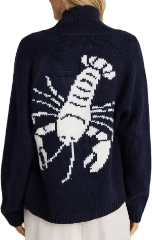 Lobster Cardigan Sweater for Women Chunky Button Down Sweater Coat Y2k Oversized Lobster Print Cardigans