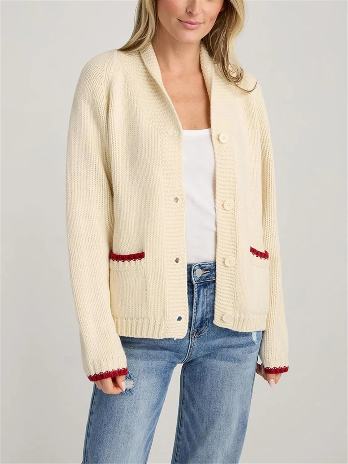 Lobster Knit Sweater Cardigan for Women Y2K Chunky Button Down Sweater Coat Vintage Lightweight Knitwear Cardigans