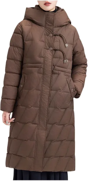 Long Parka Coats for Women 2024 Trendy Puffer Jacket Mock Neck Zip Up Down Jacket Windproof Mid Length Winter Coat