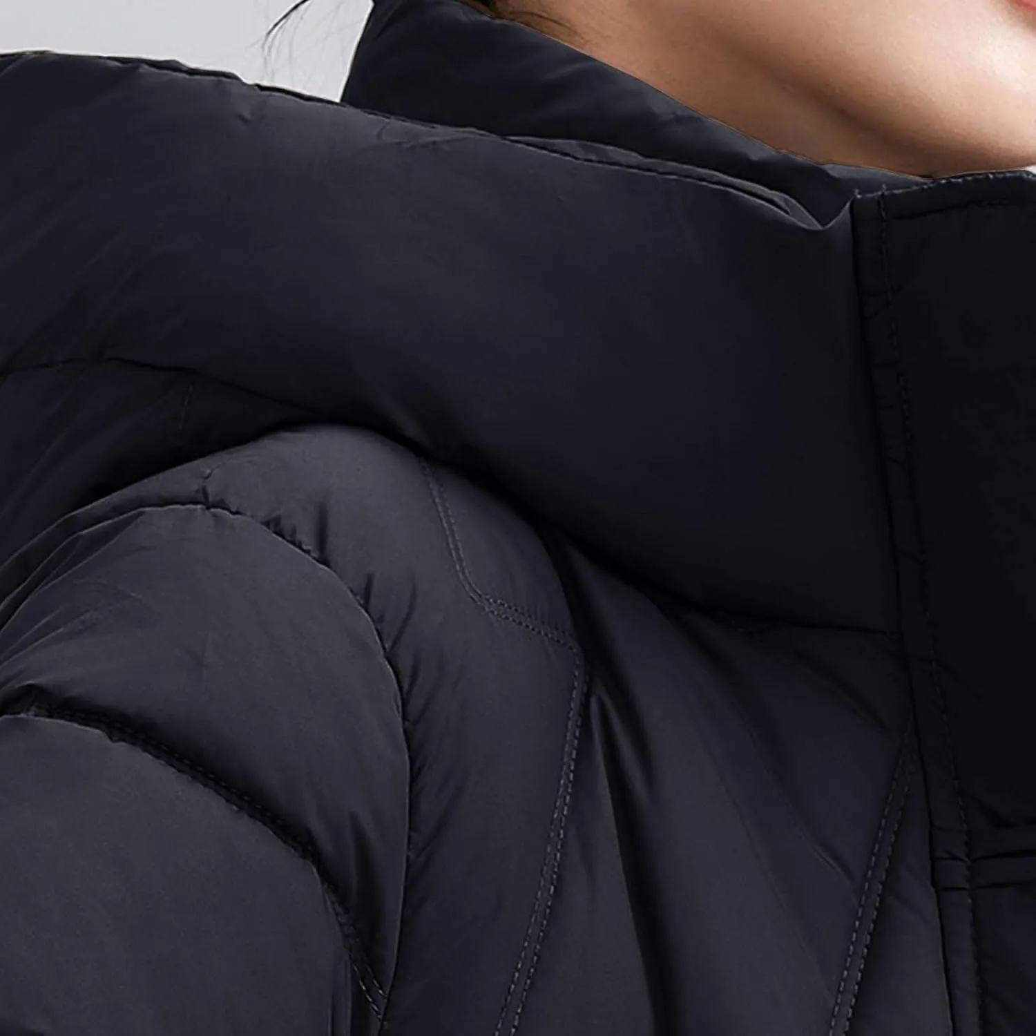 Long Parka Coats for Women 2024 Trendy Puffer Jacket Mock Neck Zip Up Down Jacket Windproof Mid Length Winter Coat