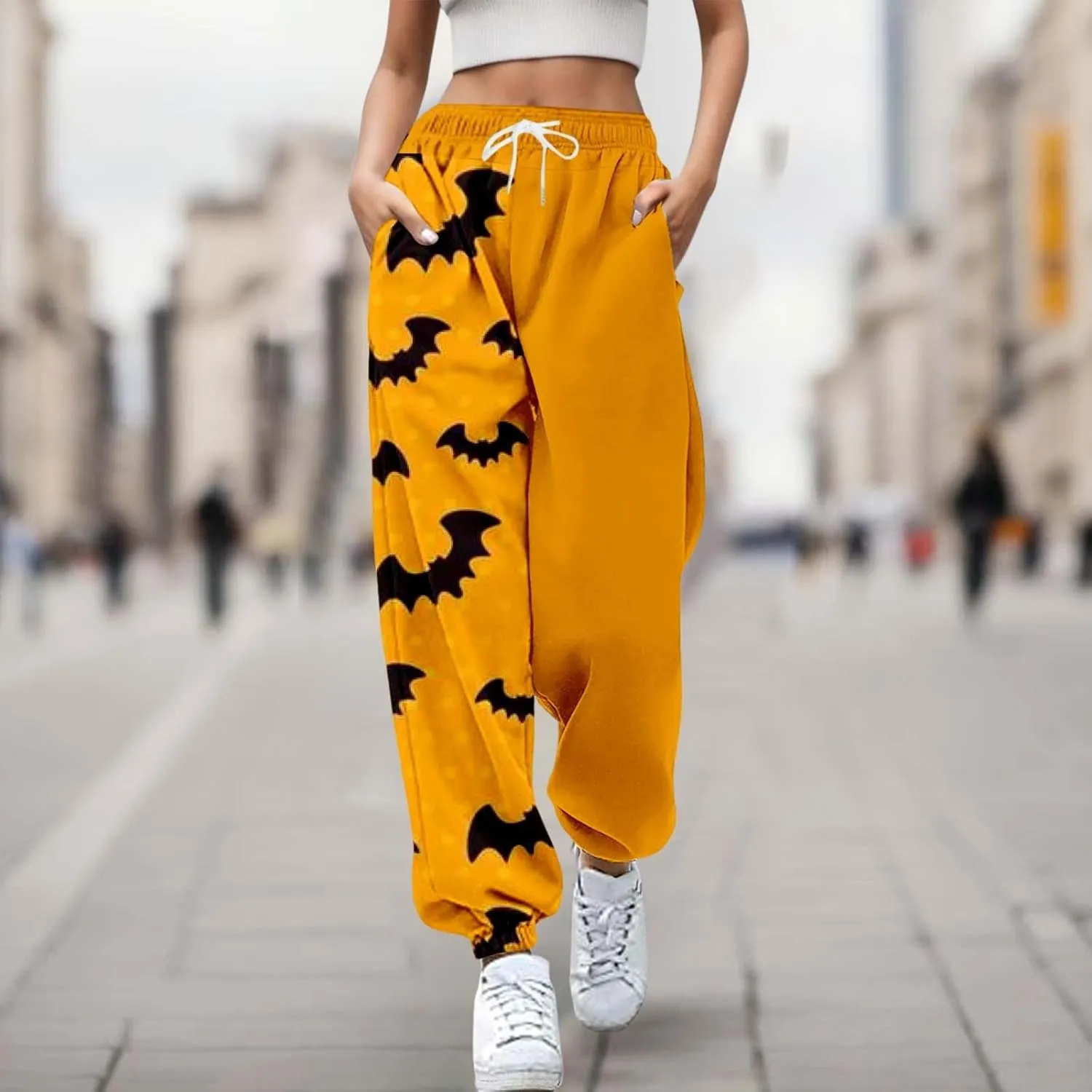 Loose Fit Wide Leg Trouser Pants Pants Workout High Waisted Yoga Pants with Pockets Pockets Sport Casual Printed