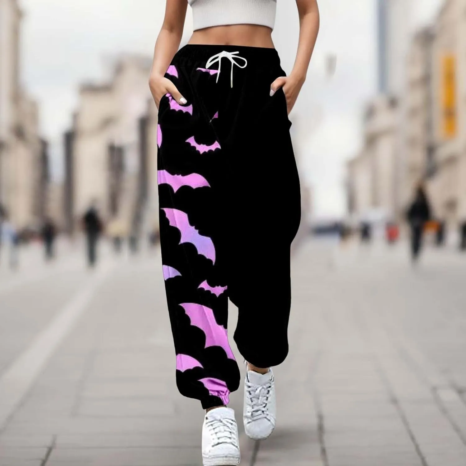 Loose Fit Wide Leg Trouser Pants Pants Workout High Waisted Yoga Pants with Pockets Pockets Sport Casual Printed
