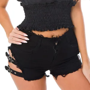 Lu's Chic Women's High Waisted Shorts Jeans Short Denim Cutoff Ripped Summer Cut Up Shorts