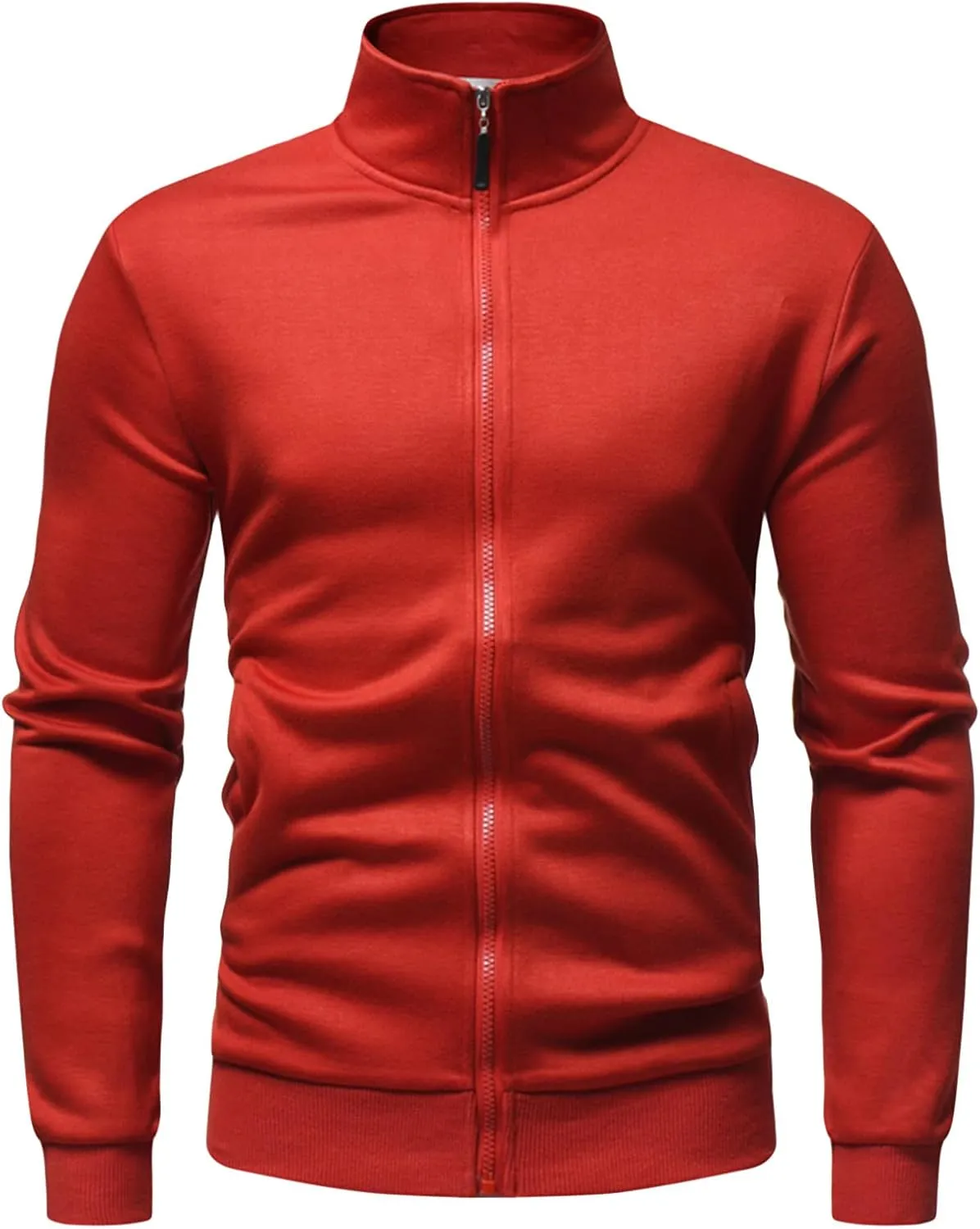 Maiyifu-GJ Men's Casual Full Zip Stand Collar Cardigans Lightweight Fleece Mock Neck Sweatshirt Slim Fit Winter Warm Jacket