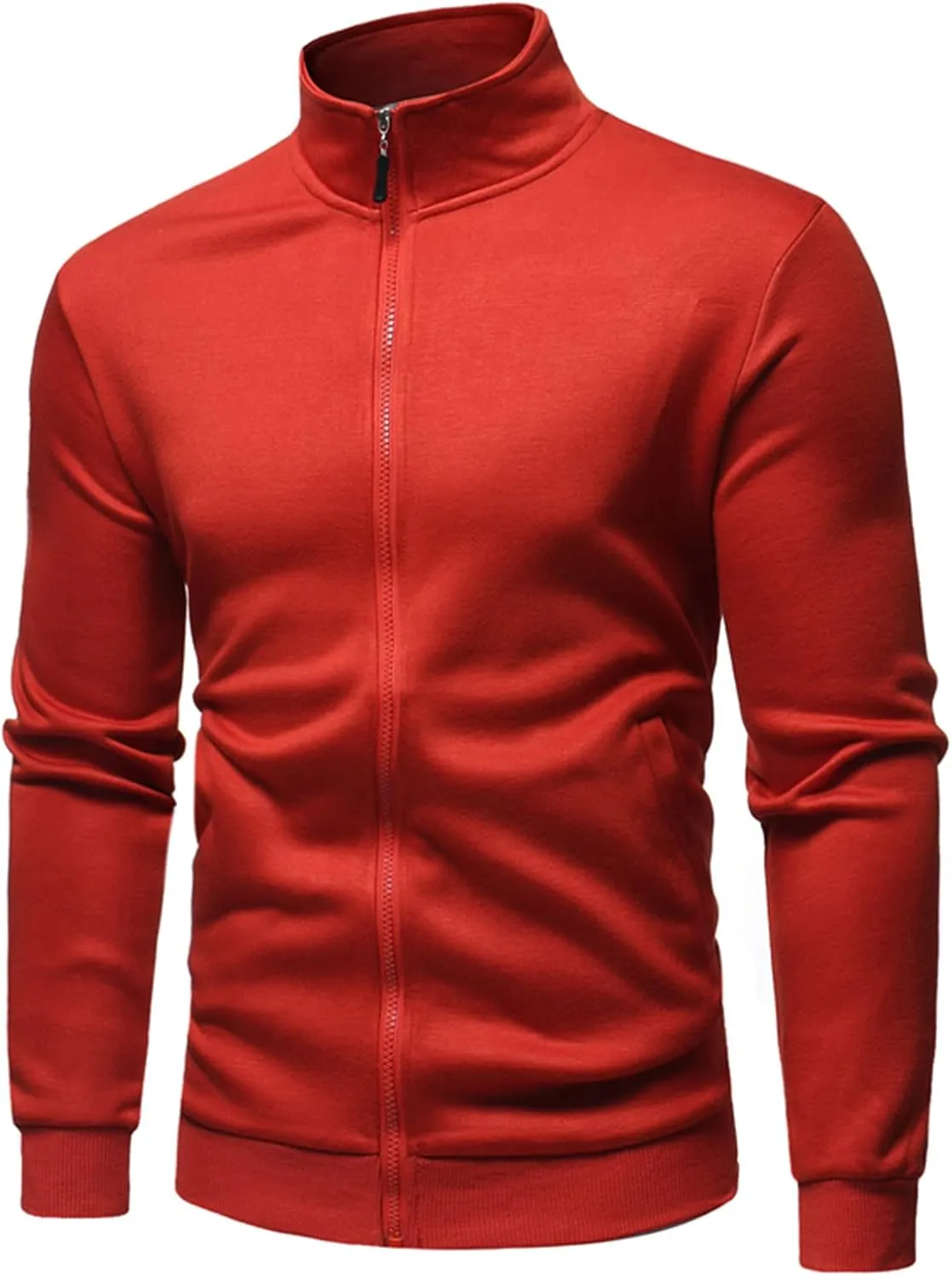 Maiyifu-GJ Men's Casual Full Zip Stand Collar Cardigans Lightweight Fleece Mock Neck Sweatshirt Slim Fit Winter Warm Jacket