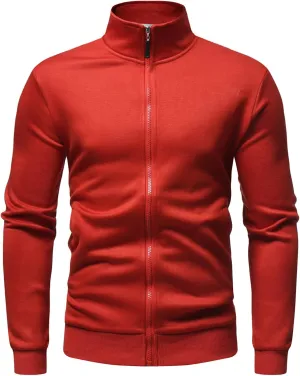 Maiyifu-GJ Men's Casual Full Zip Stand Collar Cardigans Lightweight Fleece Mock Neck Sweatshirt Slim Fit Winter Warm Jacket