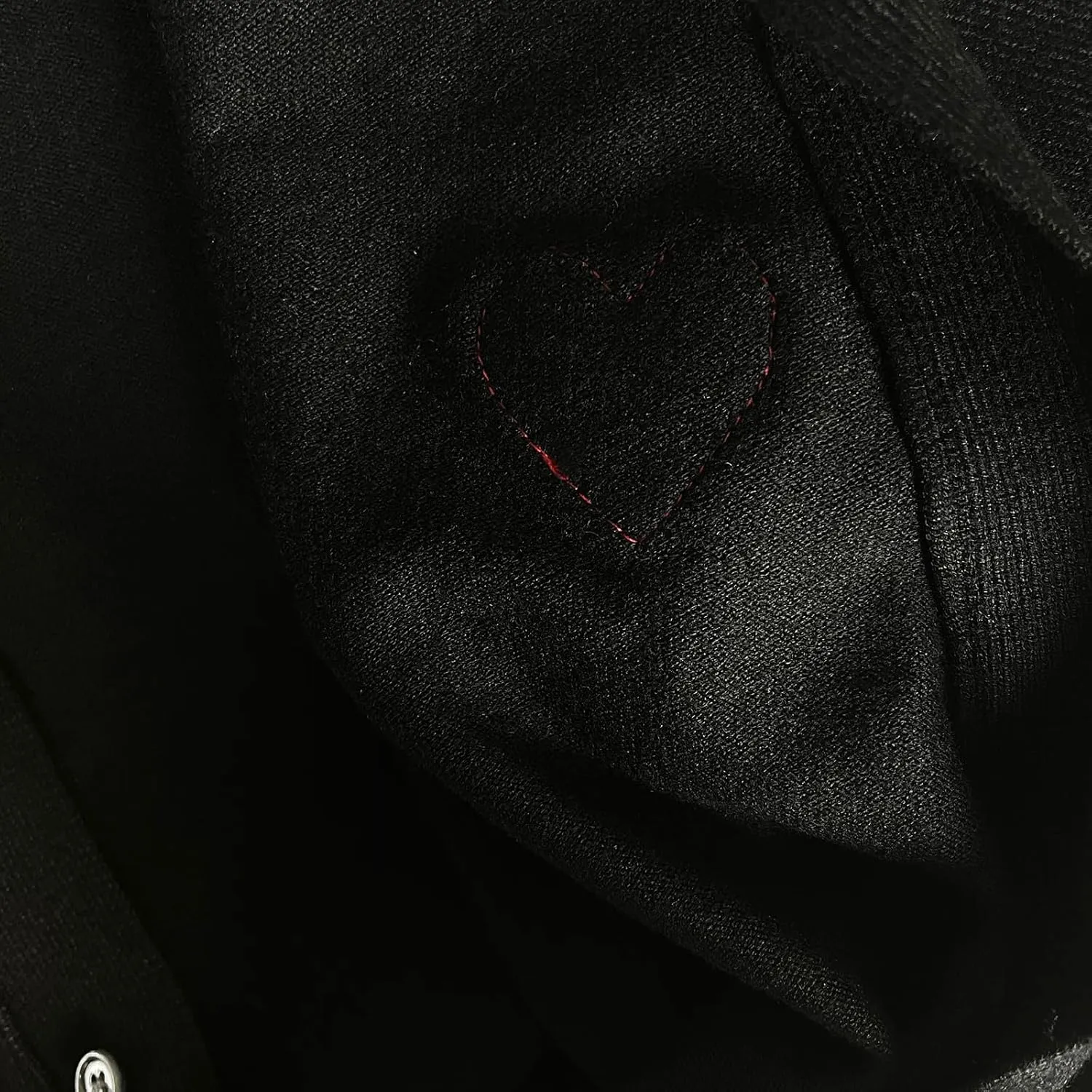 Men Cardigan V-Neck Red Snag Eyes Heart Embroidery Cotton with Button Solid Casual Fit Open Front Sweater