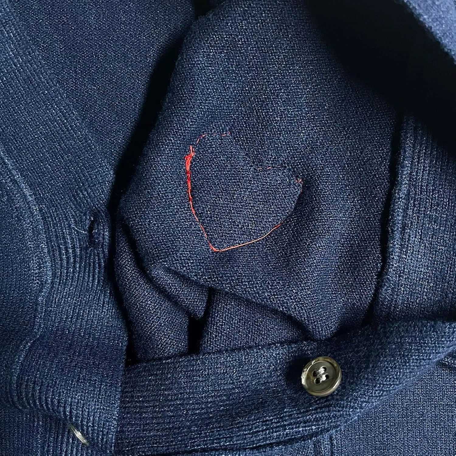 Men Cardigan V-Neck Red Snag Eyes Heart Embroidery Cotton with Button Solid Casual Fit Open Front Sweater