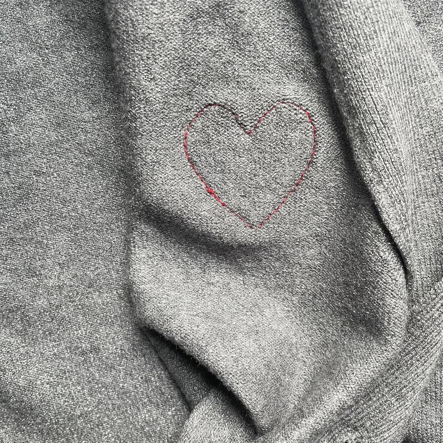 Men Cardigan V-Neck Red Snag Eyes Heart Embroidery Cotton with Button Solid Casual Fit Open Front Sweater