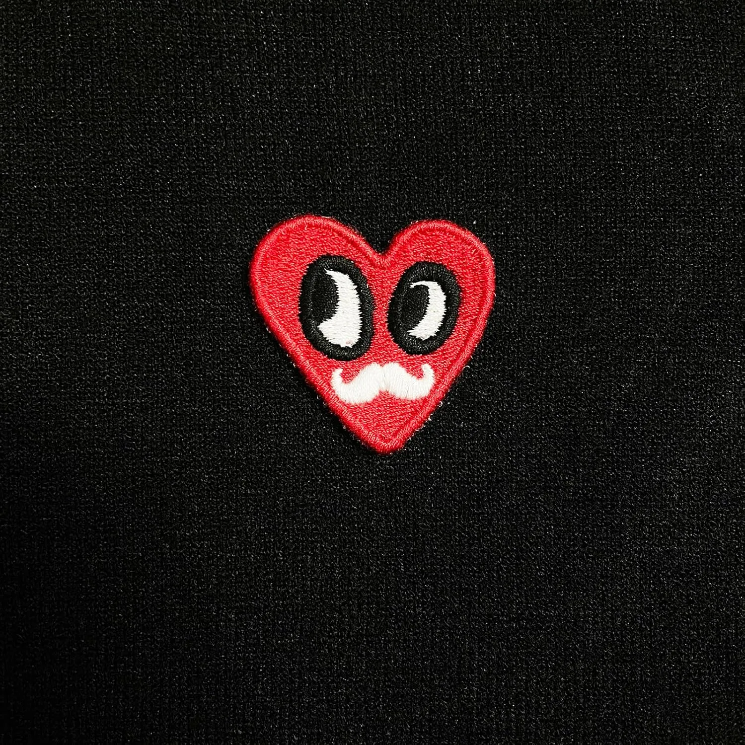 Men Cardigan V-Neck Red Various Interesting Heart Embroidery Cotton with Button Solid Casual Fit Open Front Sweater