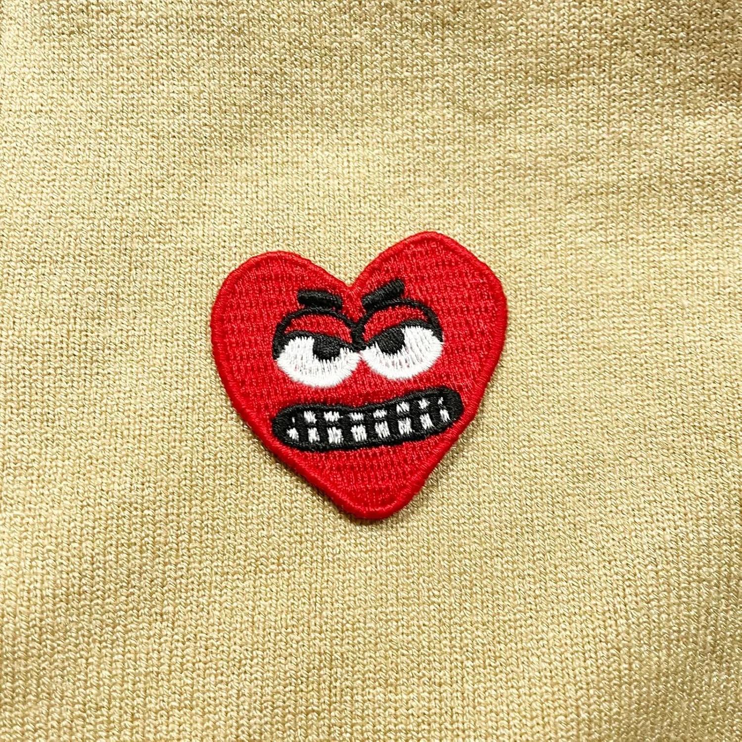 Men Cardigan V-Neck Red Various Interesting Heart Embroidery Cotton with Button Solid Casual Fit Open Front Sweater