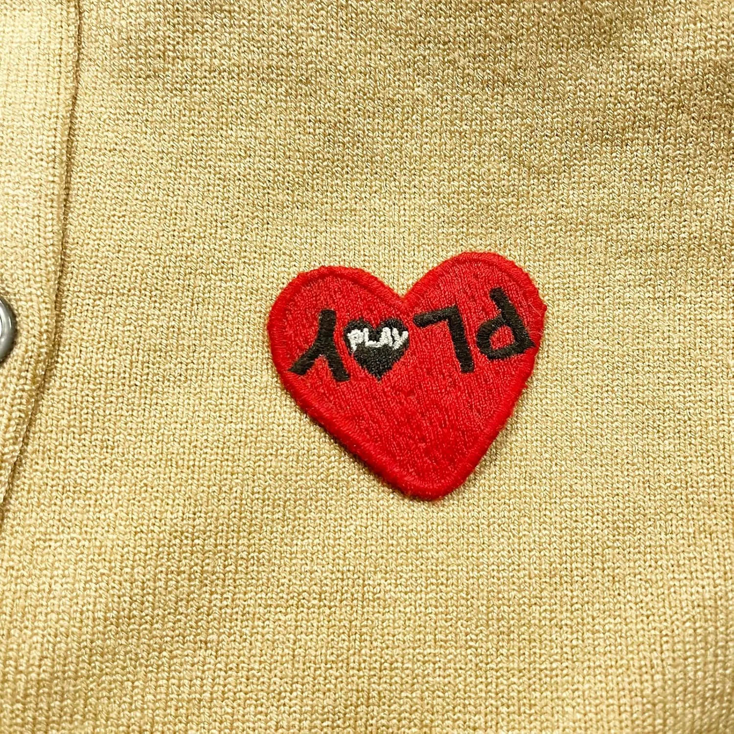 Men Cardigan V-Neck Red Various Interesting Heart Embroidery Cotton with Button Solid Casual Fit Open Front Sweater