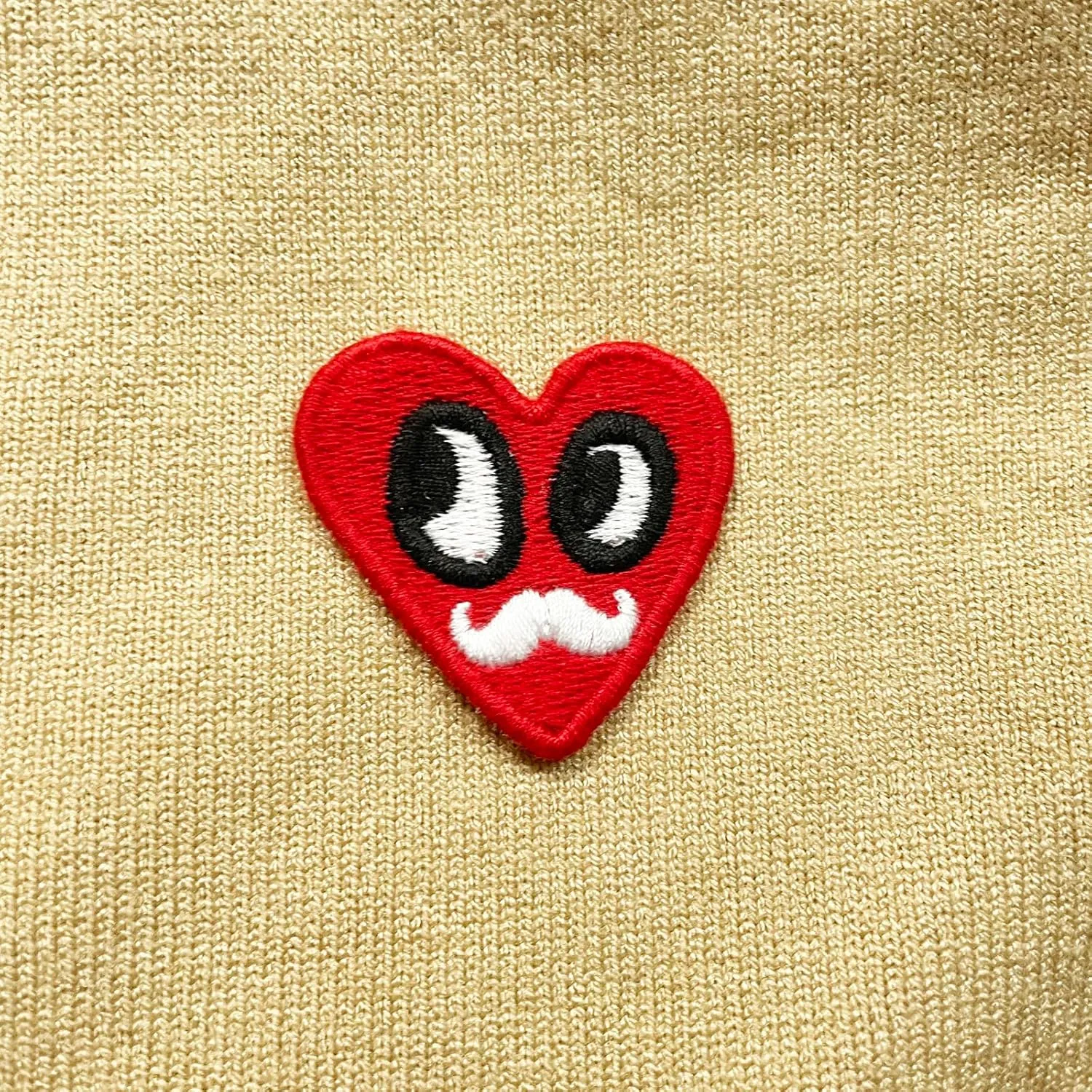 Men Cardigan V-Neck Red Various Interesting Heart Embroidery Cotton with Button Solid Casual Fit Open Front Sweater
