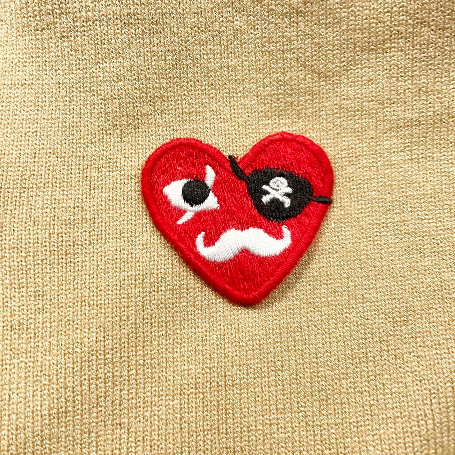 Men Cardigan V-Neck Red Various Interesting Heart Embroidery Cotton with Button Solid Casual Fit Open Front Sweater
