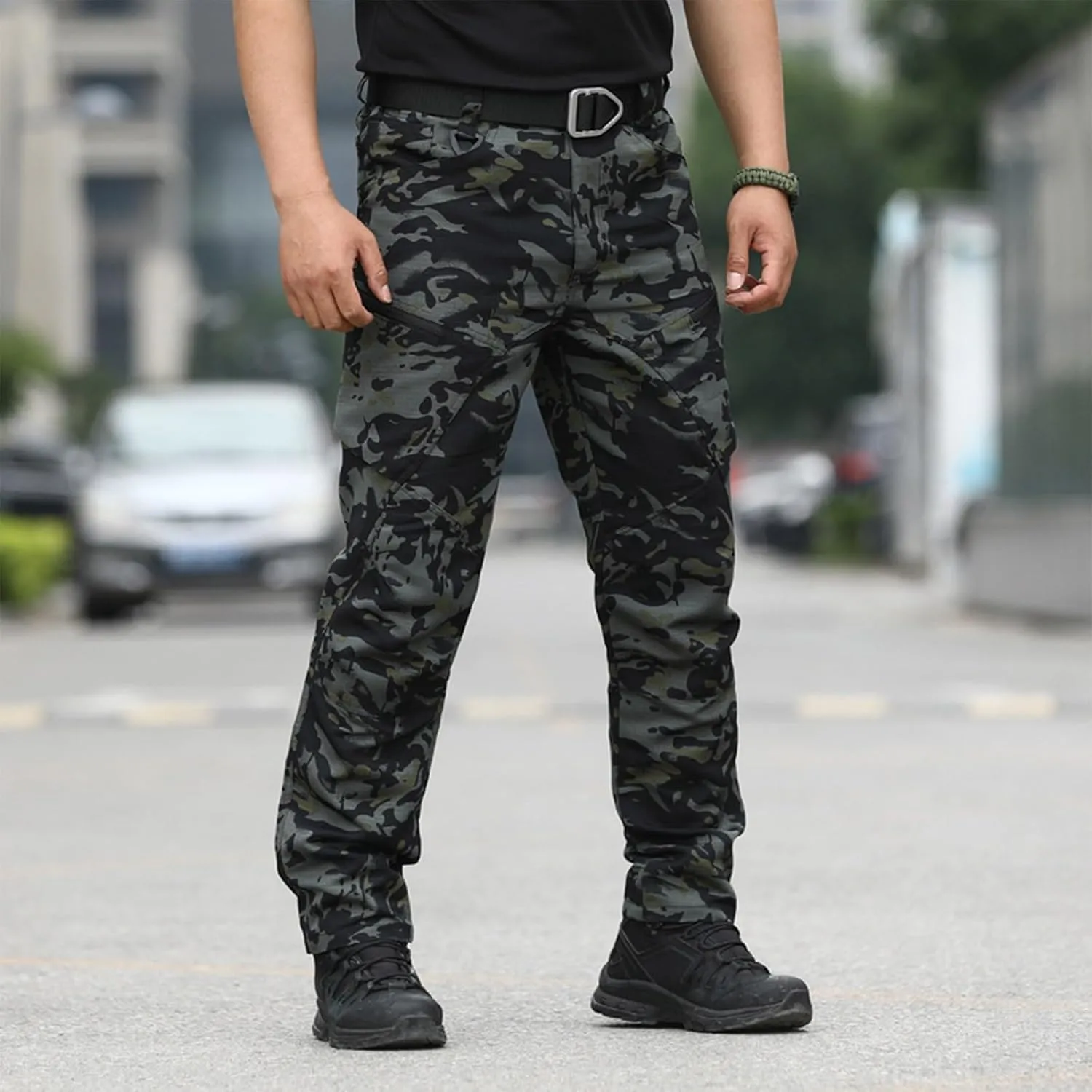 Men Cargo Pants Baggy Casual Trousers Hiking Water Resistant Tactical Pants Multi Pockets Straight Work Pants