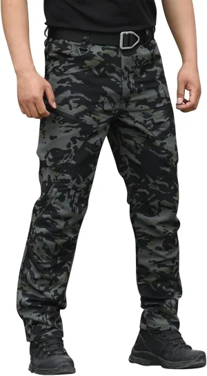 Men Cargo Pants Baggy Casual Trousers Hiking Water Resistant Tactical Pants Multi Pockets Straight Work Pants