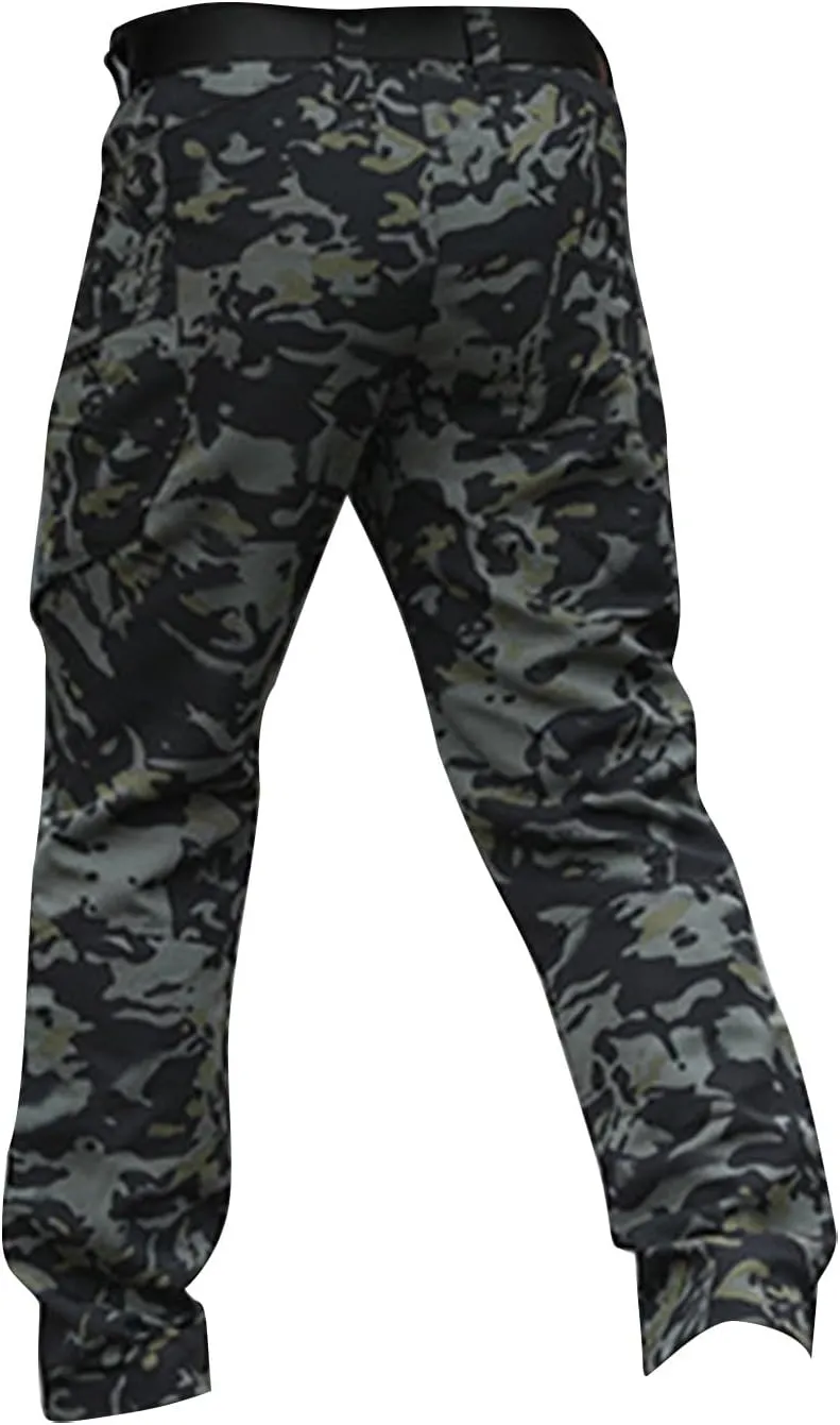 Men Cargo Pants Baggy Casual Trousers Hiking Water Resistant Tactical Pants Multi Pockets Straight Work Pants