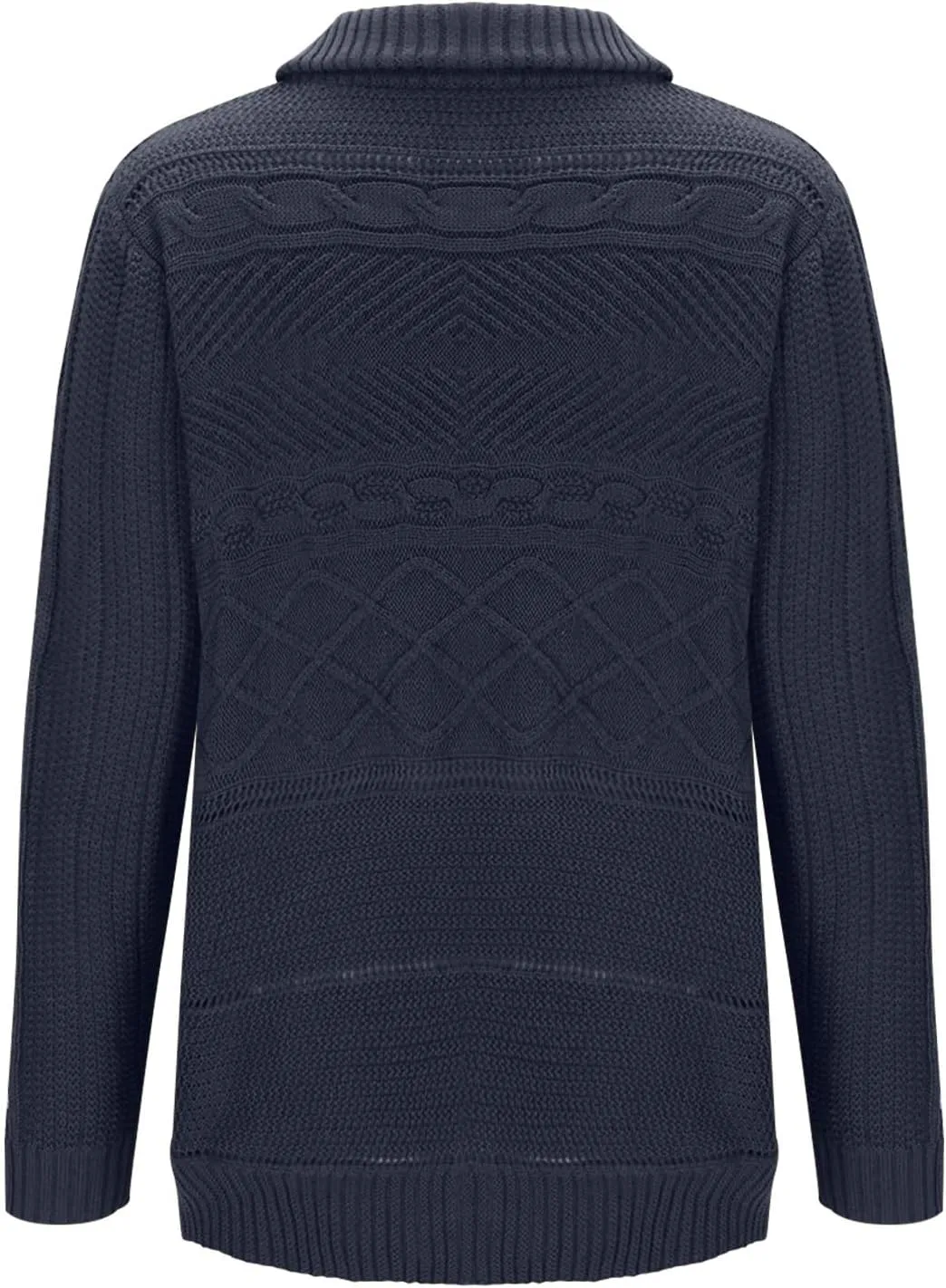 Men Turtleneck Sweater Vintage Button Chunky Knit Temperament Cardigan Jacket Zipper up Stand Collar Knitwear Tops