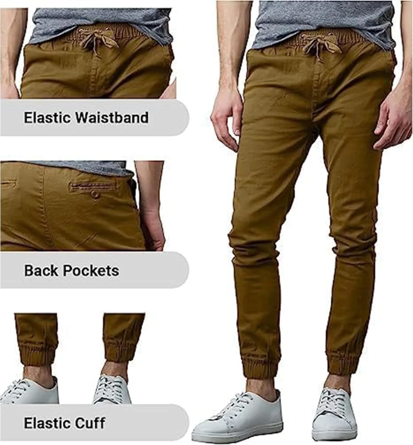 Men's 2-Pack Classic Cotton Stretch Twill Jogger Pants