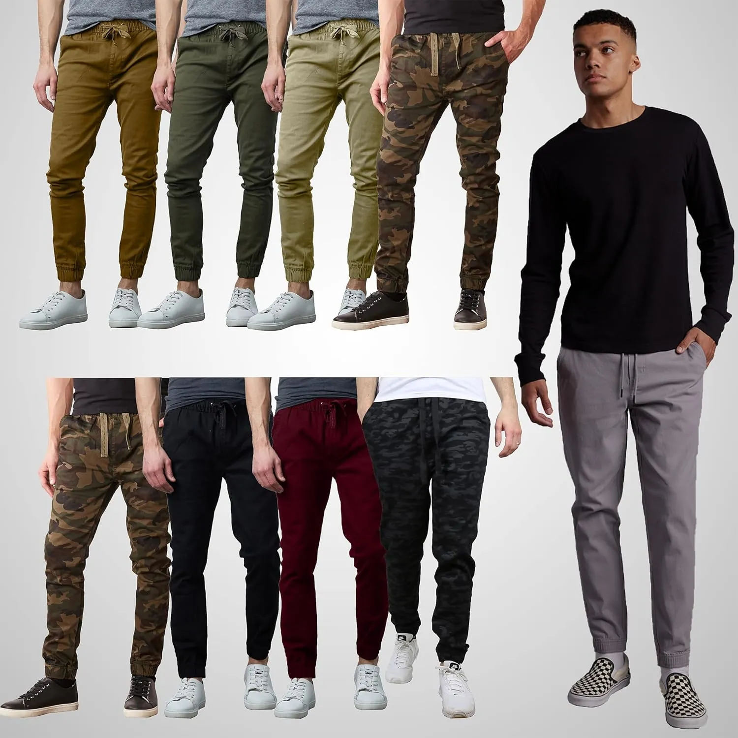 Men's 2-Pack Classic Cotton Stretch Twill Jogger Pants