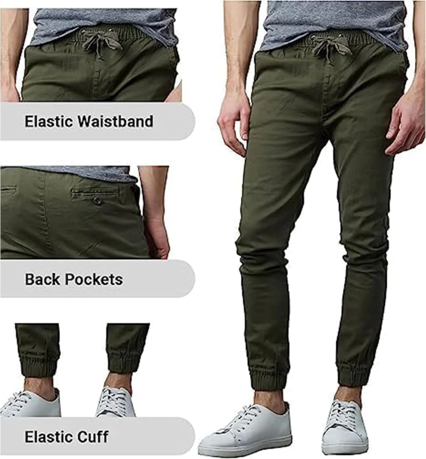 Men's 2-Pack Classic Cotton Stretch Twill Jogger Pants