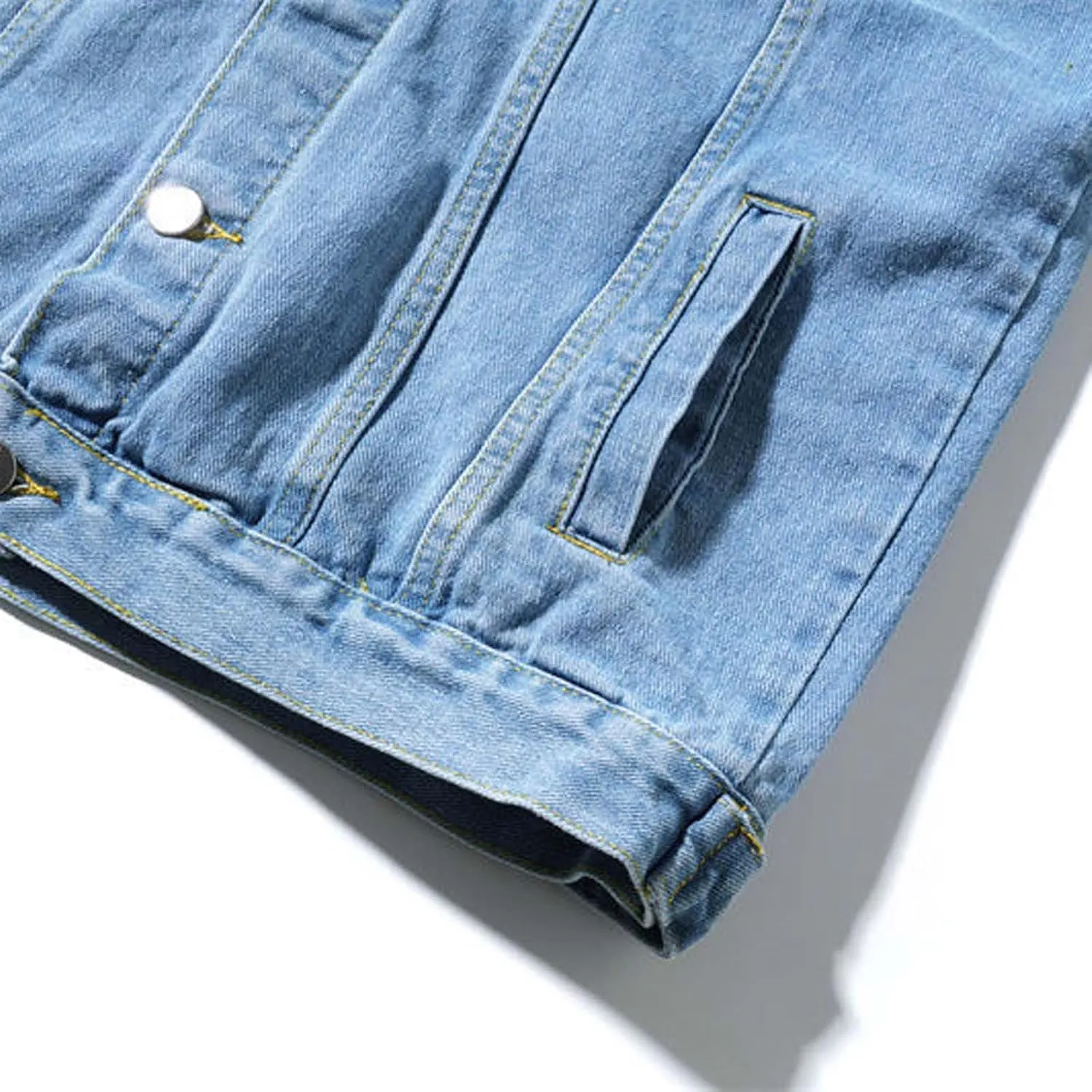 Mens 2024 Solid Color Denim Jackets Classic Button Pockets Tops Fashion Long Sleeve Hooded Jacket Fall Winter Coats
