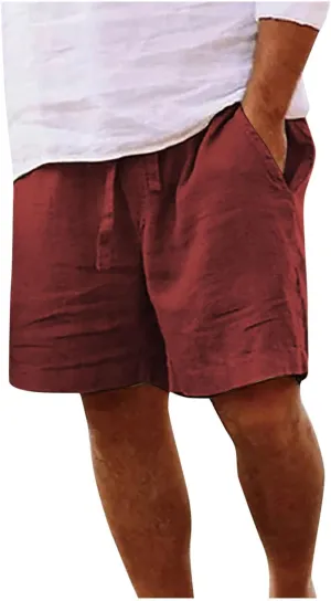 Mens 2025 Casual Shorts Summer Casual Classic Fit Drawstring Shorts Elastic Waist Loose Fit Short with Pockets