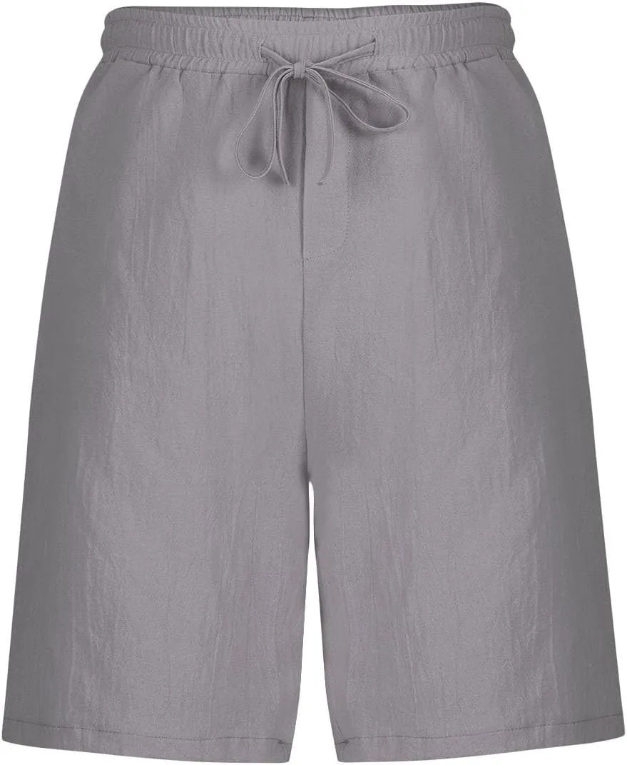Mens 2025 Casual Shorts Summer Casual Classic Fit Drawstring Shorts Elastic Waist Loose Fit Short with Pockets