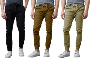 Men's 3-Pack Classic Cotton Stretch Twill Jogger Pants