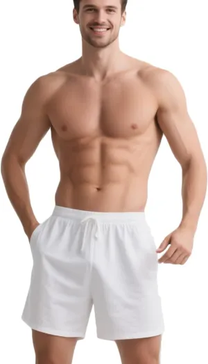 Mens 5 Inch Pajama Shorts Lounge Cotton Sleep Shorts Active Shorts Elastic Waist Lightweight PJ Bottoms Shorts