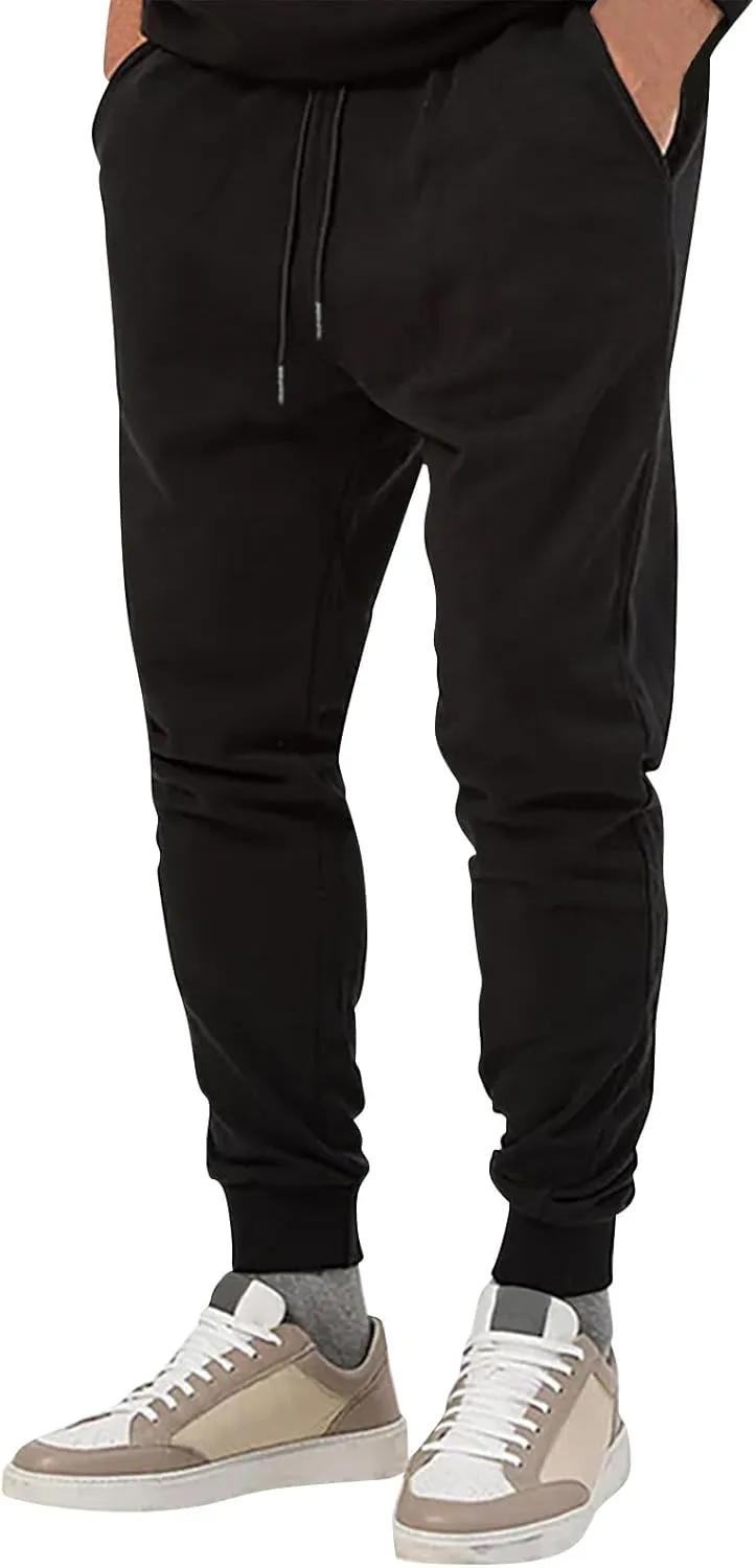 Men's Athletic Hiking Pants Lightweight Quick Dry Drawstring Joggers Running Workout Active Track Pants with Pockets